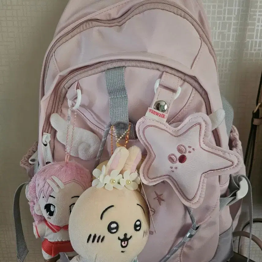[BUNJANG] Bon Giorno Pink Star Backpack with Charm / 반워크 핑크 별 백팩