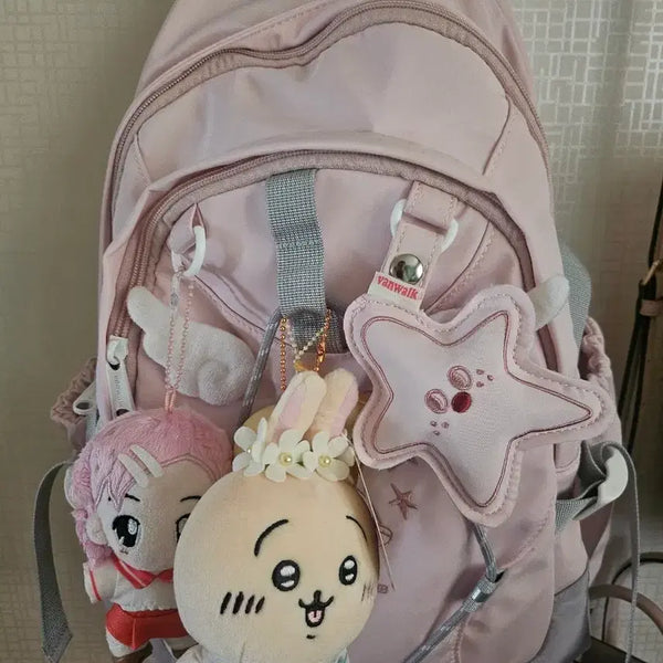 [BUNJANG] Bon Giorno Pink Star Backpack with Charm / 반워크 핑크 별 백팩