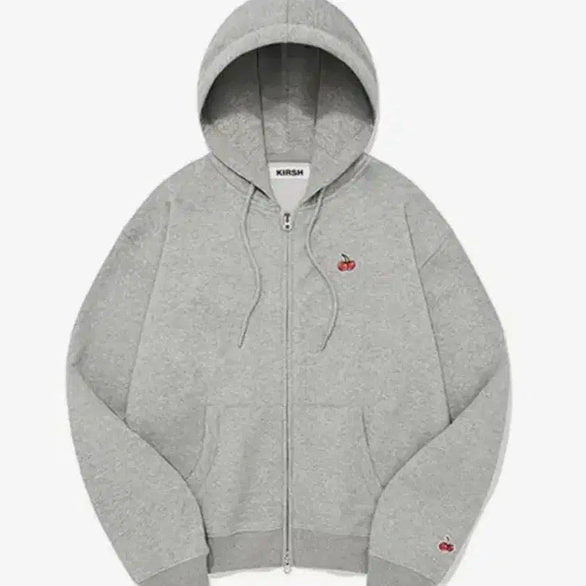 [BUNJANG] Kirsh Cherry Logo Hoodie Zip-up Grey / 키르시 체리 로고 후드집업 그레이