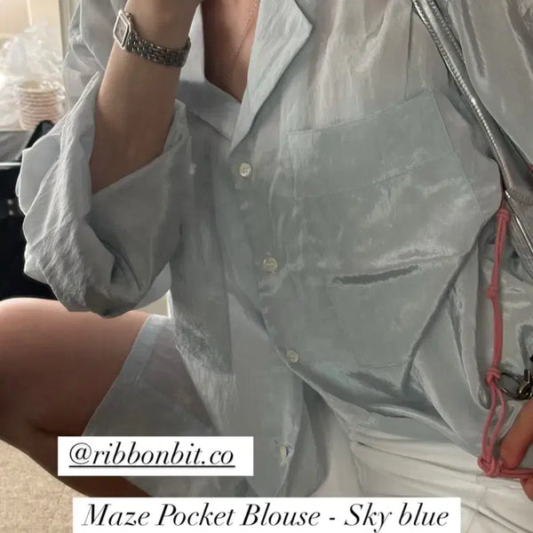 [BUNJANG] Ribbonbit Maze Pocket Blouse (Sky Blue) / ribbonbit maze pocket blouse (skyblue) 리본빛