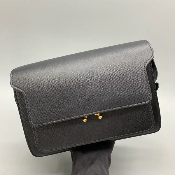 [BUNJANG] Marni Trunk Medium Shoulder Bag Black Saffiano Leather / 267003467 마르니 사피아노 트렁크 미디움 숄더백 블랙