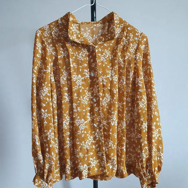 [BUNJANG] Mustard Flower Pattern Blouse / (새상품)머스타드 플라워 패턴 블라우스 free size