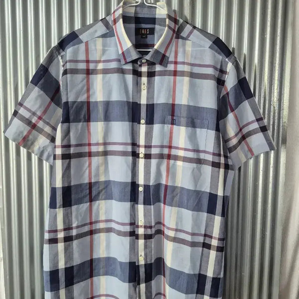 [BUNJANG] Daks Men's Check Short Sleeve Shirt / 110 닥스 남성 체크 반팔 셔츠