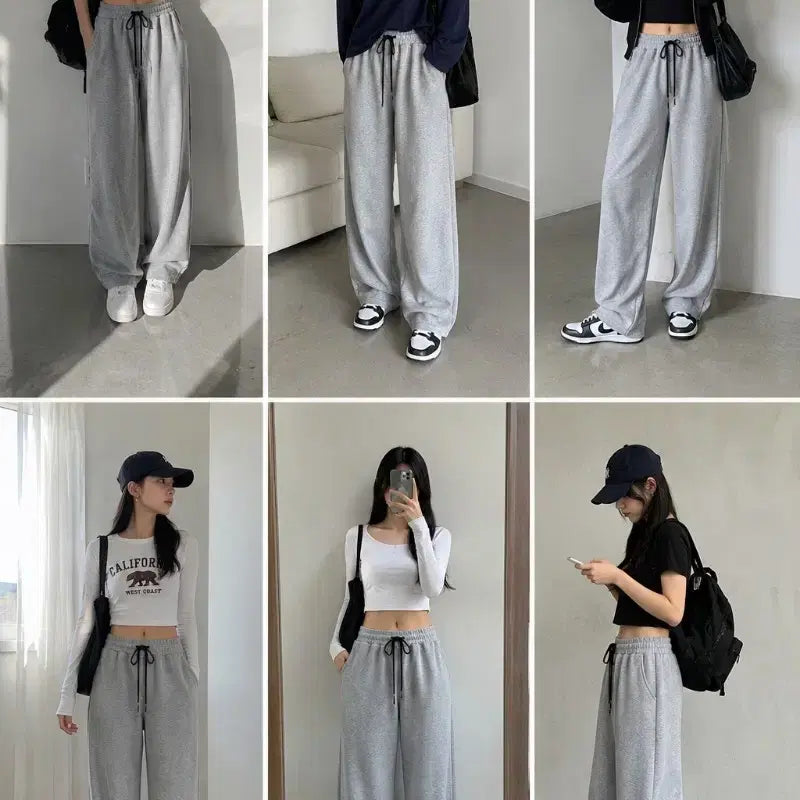 [BUNJANG] SLICKVIBE Wide Sweatpants with Bottom String Detail (New with Tags) / 새상품 SLICKVIBE [55~66] 와이드 스웻팬츠 밑단 스트링