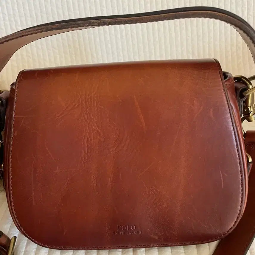 [BUNJANG] Polo Ralph Lauren Leather Saddle Bag Brown / 폴로 랄프로렌 가죽 크로스백 브라운