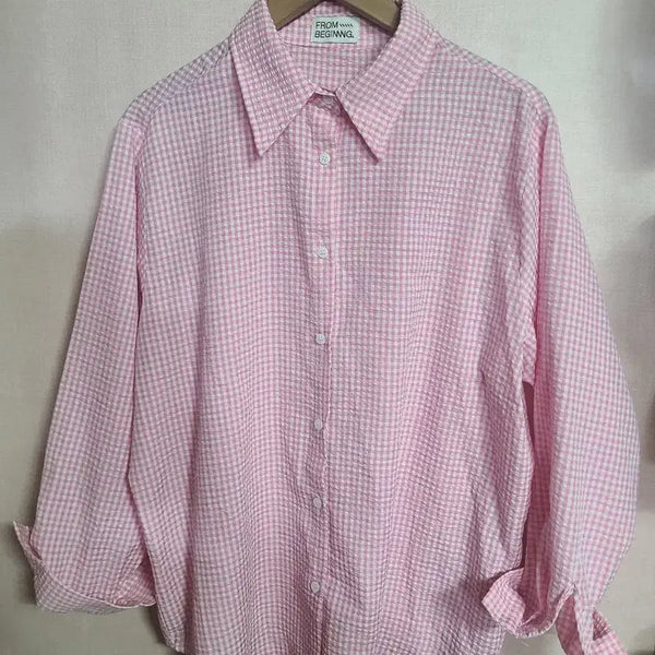 [BUNJANG] From Beginning Seersucker Check Pattern Shirt / 프롬비기닝 체크 패턴 시어서커 셔츠 f