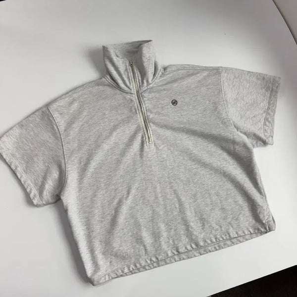 [BUNJANG] Recto Cotton Grey Half-Zip Sweatshirt T-Shirt / Recto  렉토 코튼 그레이 반집업 맨투맨 반팔