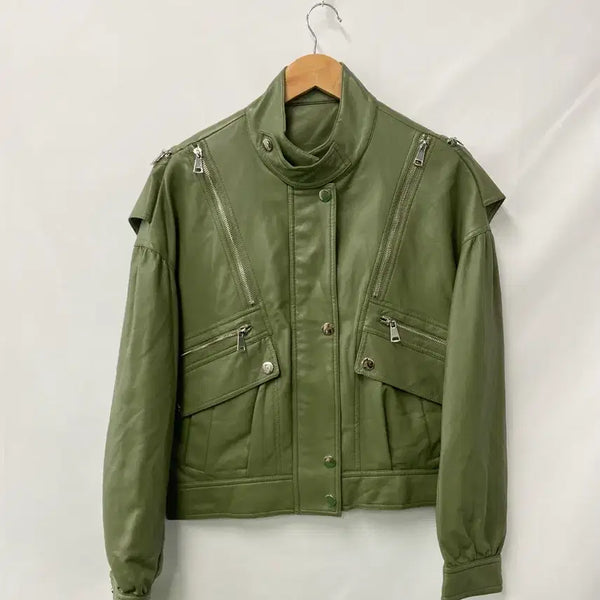 [BUNJANG] Vintage Green Suede Jacket / 261. 빈티지 그린 무스탕 자켓S