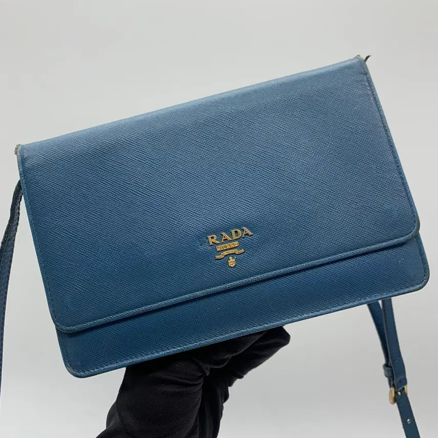 [BUNJANG] Prada Saffiano Wallet Shoulder Bag Blue / 267003835 프라다 사피아노 지갑형 숄더백 블루 1M1361