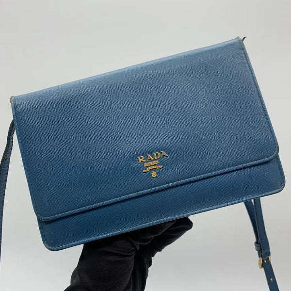 [BUNJANG] Prada Saffiano Wallet Shoulder Bag Blue / 267003835 프라다 사피아노 지갑형 숄더백 블루 1M1361