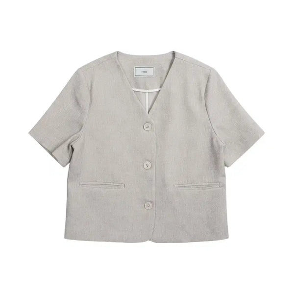 [BUNJANG] Irene V-Neck Short Sleeve Jacket IV / 여성F/ I'RENE 브이넥 반팔자켓IV 20-17