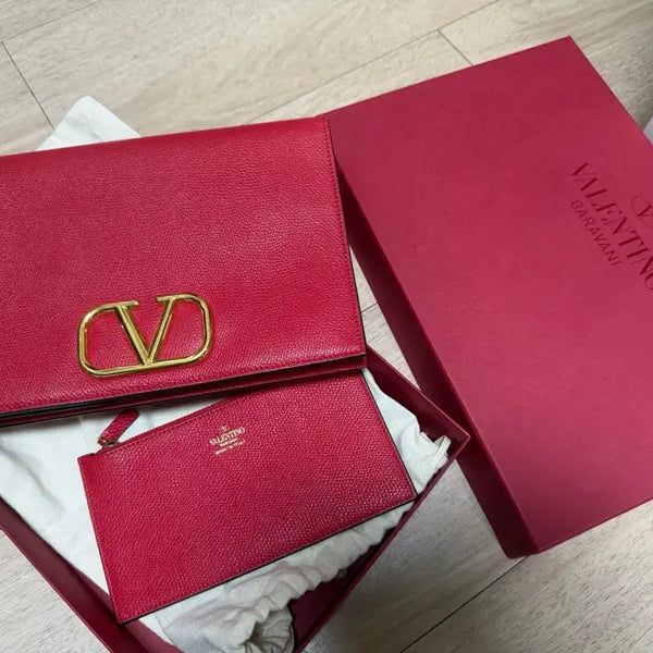 [BUNJANG] Valentino VLogo Clutch Card Holder Set Red / 발렌티노 브이로고 클러치 카드지갑 세트 레드