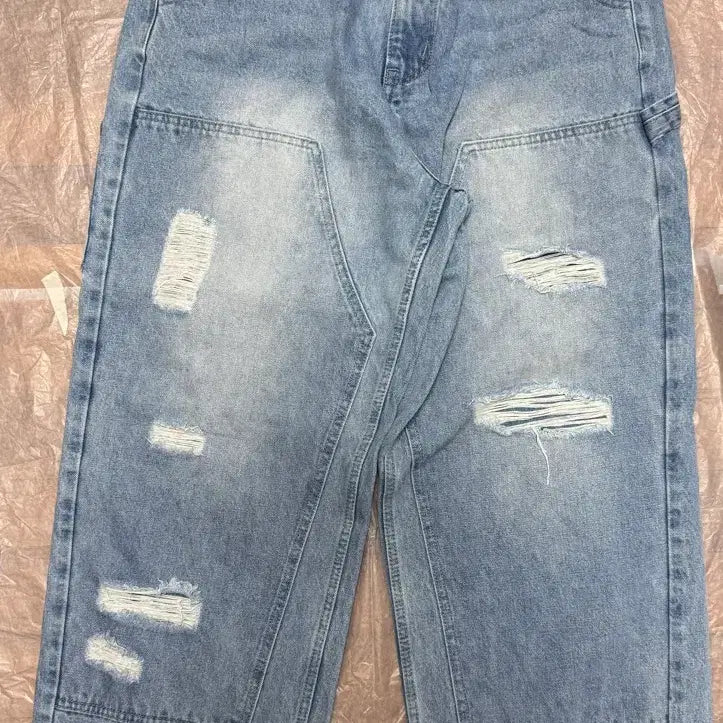 [BUNJANG] Carpenter Damage Washing Denim Pants (Light Blue) L / XP165 카펜더 데미지 워싱 데님 팬츠 (LIGHT BLUE) L