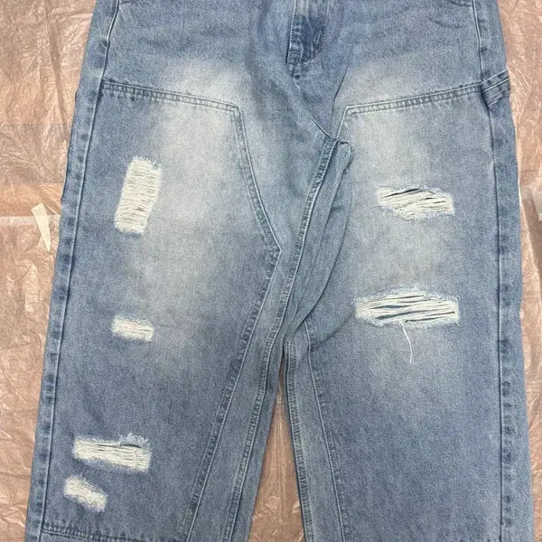 [BUNJANG] Carpenter Damage Washing Denim Pants (Light Blue) L / XP165 카펜더 데미지 워싱 데님 팬츠 (LIGHT BLUE) L