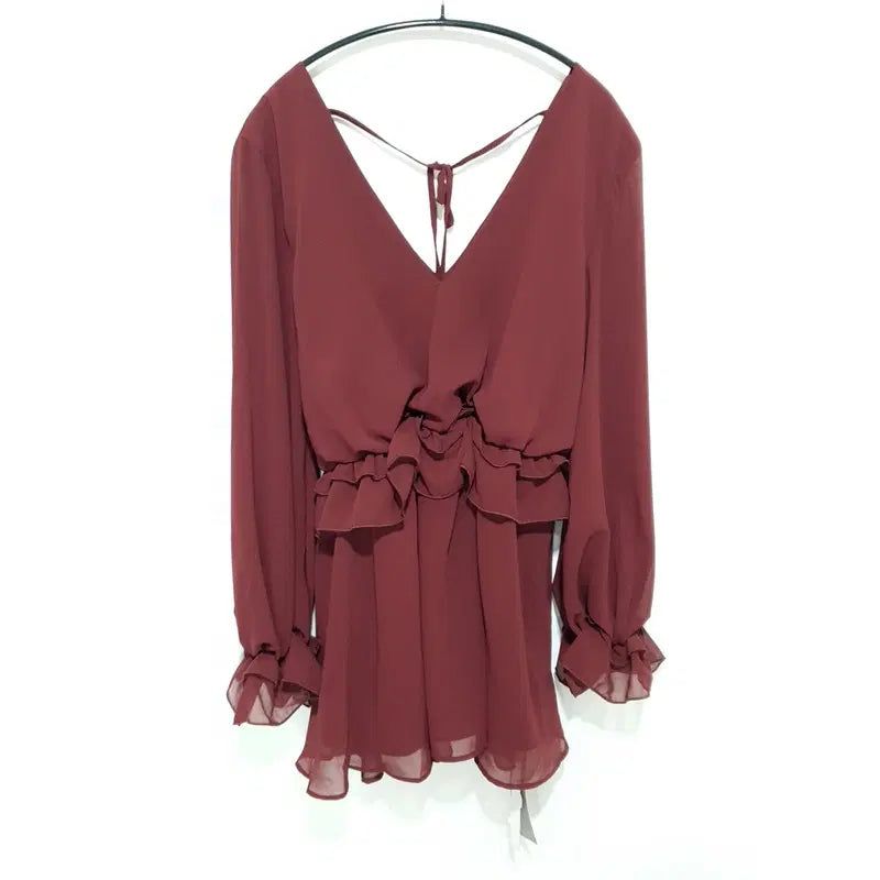 [BUNJANG] MISSGUIDED V-Neck Ruffle Dress (M_M2592) / MISSGUIDED 브이넥 러플 원피스 M_M2592