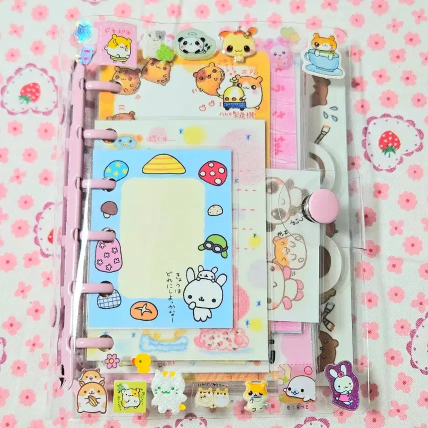 [BUNJANG] Heisei Retro Diary Sticker Binder Set A7 Hamster / 일본 헤이세이 레트로 고전 지류 다이어리 셋업 스티커 바인더 햄스터 A7