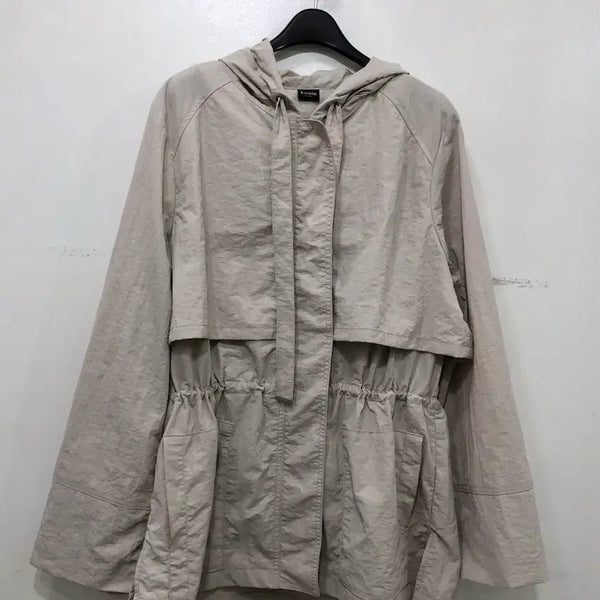 [BUNJANG] Ecole Beige Hooded Windbreaker Jacket / Ecole 바람막이 자켓 95