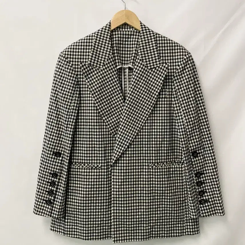 [BUNJANG] JS Season 5 Black and White Gingham Check Pattern Jacket / 263. JS.season5 블랙 앤 화이트 깅엄 체크 패턴 자켓Free