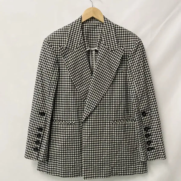 [BUNJANG] JS Season 5 Black and White Gingham Check Pattern Jacket / 263. JS.season5 블랙 앤 화이트 깅엄 체크 패턴 자켓Free