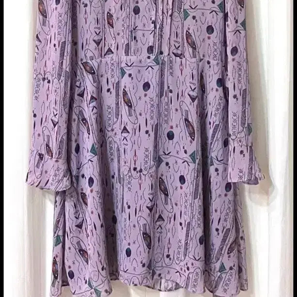 [BUNJANG] Unique Pattern Long Dress - Lavender / 연보라 패턴 원피스 44-55 거의새것