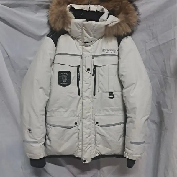 [BUNJANG] Discovery Expedition White Padded Jacket with Fur Hood / 디스커버리 패딩 흰색