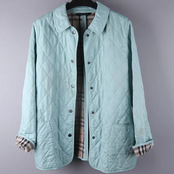 [BUNJANG] Burberry Sky Blue Quilted Jacket (Size M) / (여성) 버버리 스카이블루 카라넥 퀼팅 자켓 (M)