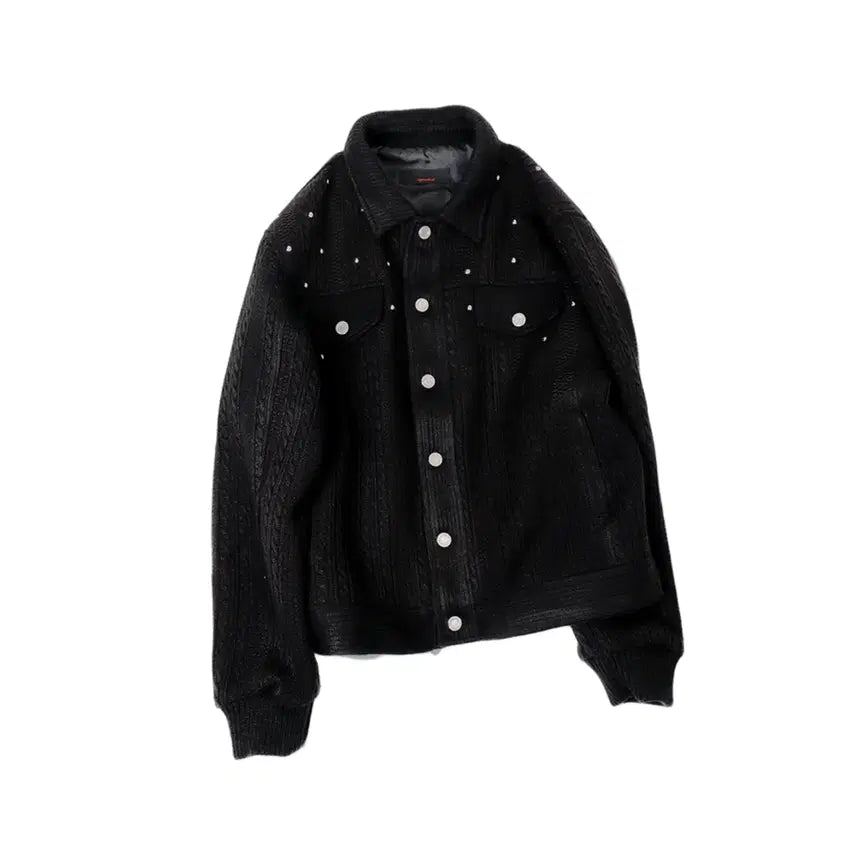 [BUNJANG] Anytime Roric Midnight Knit Trucker Jacket / (L) 애니타임로릭 비즈 니트 트러커 자켓