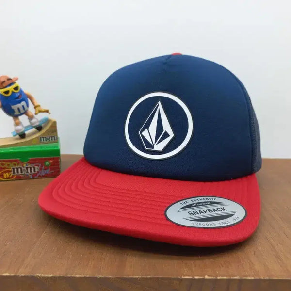 [BUNJANG] Volcom Full Frontal Cheese Trucker Mesh Snapback Baseball Cap Navy Red / 볼컴 풀 프론탈 치즈 트러커 메쉬캡 스냅백 야구모자 네이비 레드
