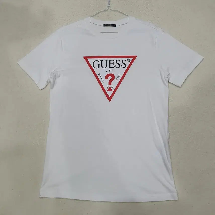 [BUNJANG] GUESS Logo White T-Shirt M / GUESS 게스 로고 화이트 반팔티 M