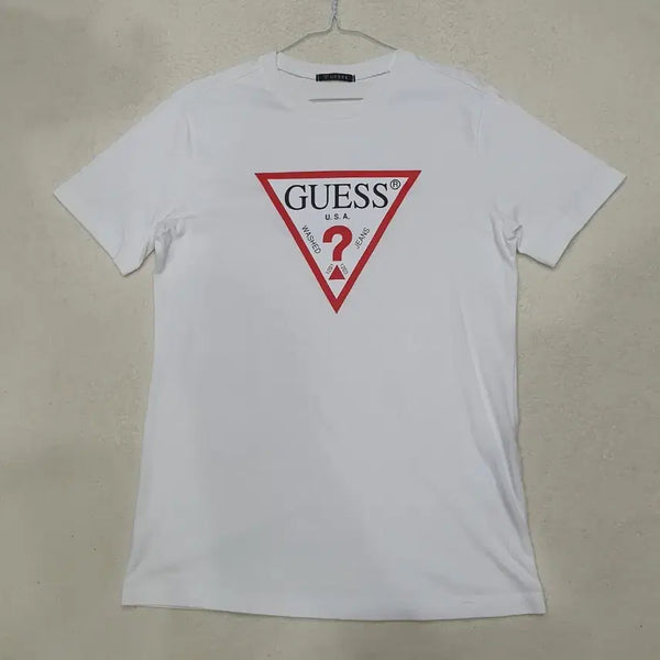 [BUNJANG] GUESS Logo White T-Shirt M / GUESS 게스 로고 화이트 반팔티 M