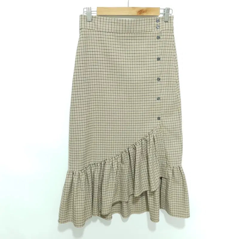 [BUNJANG] Zara Check Asymmetrical Skirt / 자라 체크 언발 스커트 S_M2593