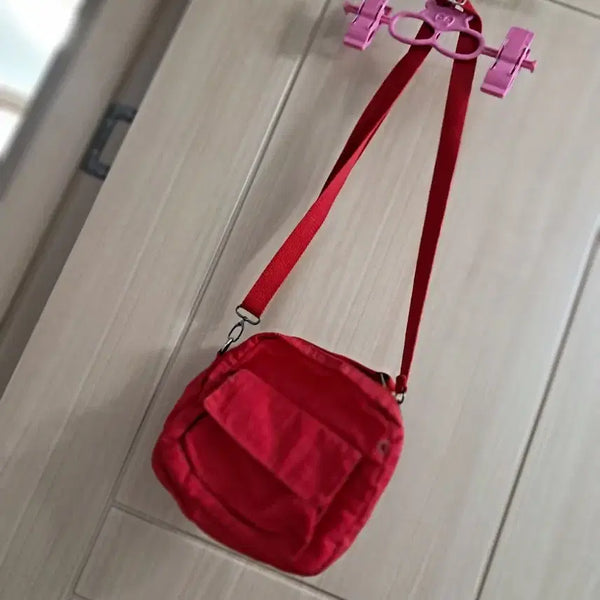 [BUNJANG] Canvas Crossbody Bag Red / 캔버스 크로스백 레드