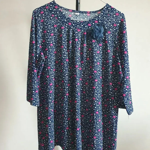 [BUNJANG] Navy Pattern T-shirt XXL / (새상품)네이비 패턴 여성 티셔츠 XXL