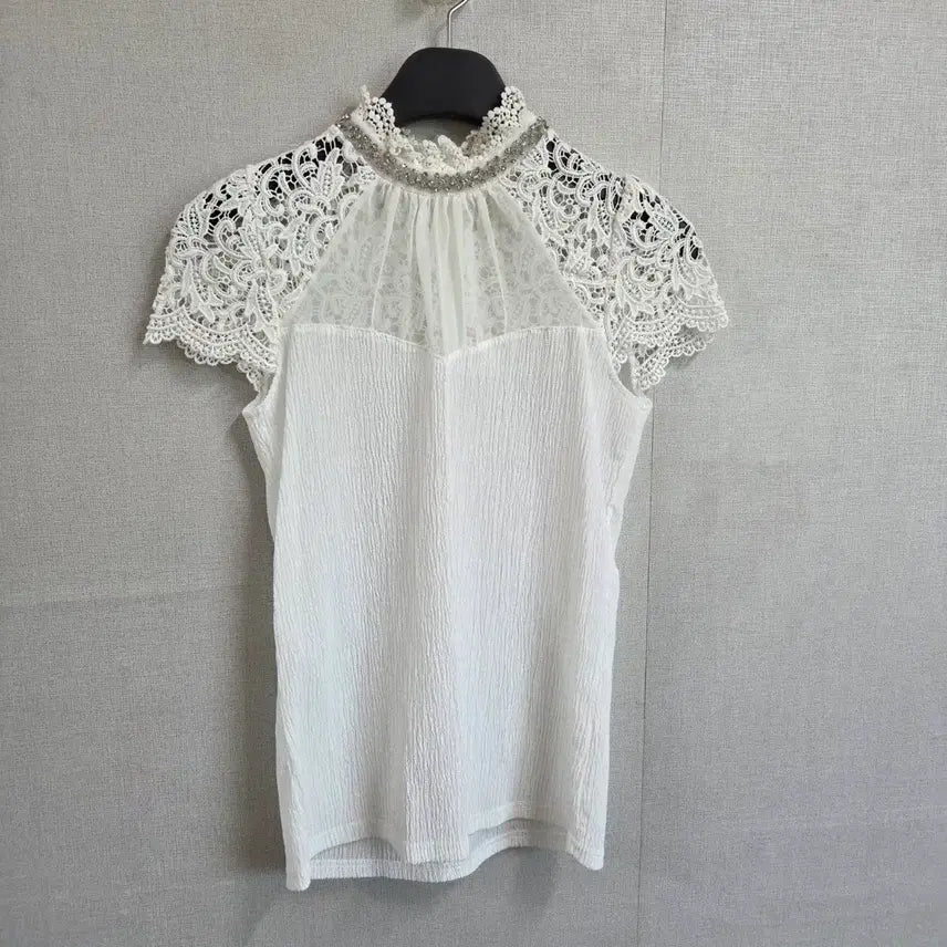 [BUNJANG] Women's Lace See-through Short-Sleeve Blouse (Size 66) / 여성 레이스 시스루 반팔 블라우스 66 JJ3575