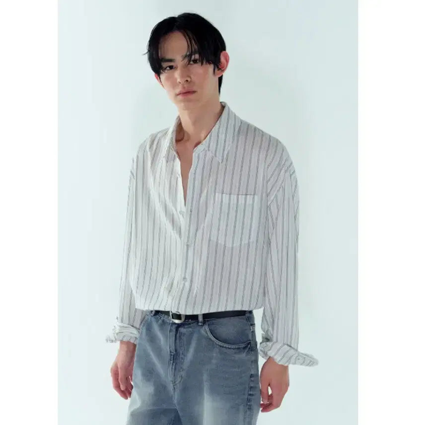 [BUNJANG] Noise Stripe Shirt / 노이스 스트라이프 셔츠