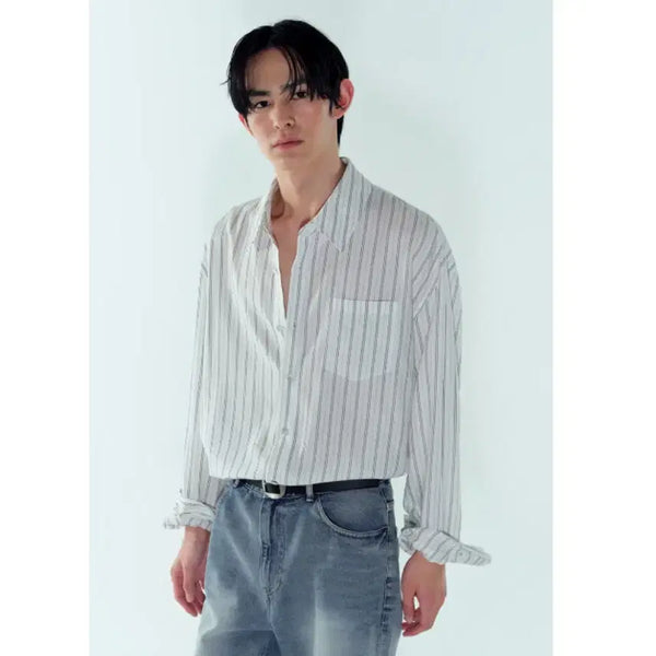 [BUNJANG] Noise Stripe Shirt / 노이스 스트라이프 셔츠
