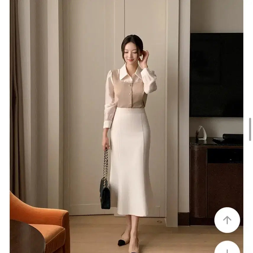 [BUNJANG] ATTRANGE Benna Mermaid Long Skirt Cream M / 아뜨랑스) 베나 머메이드 롱스커트 하객룩 치마 크림 M