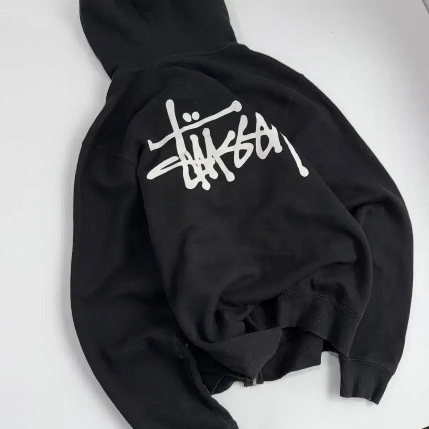 [BUNJANG] Stussy Basic Back Logo Black Hoodie Zip-Up / Stussy  스투시 베이직 백로고 블랙 후드집업