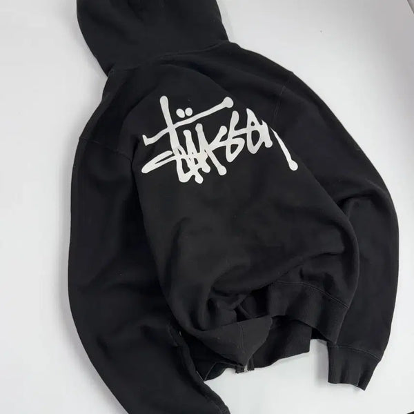 [BUNJANG] Stussy Basic Back Logo Black Hoodie Zip-Up / Stussy  스투시 베이직 백로고 블랙 후드집업