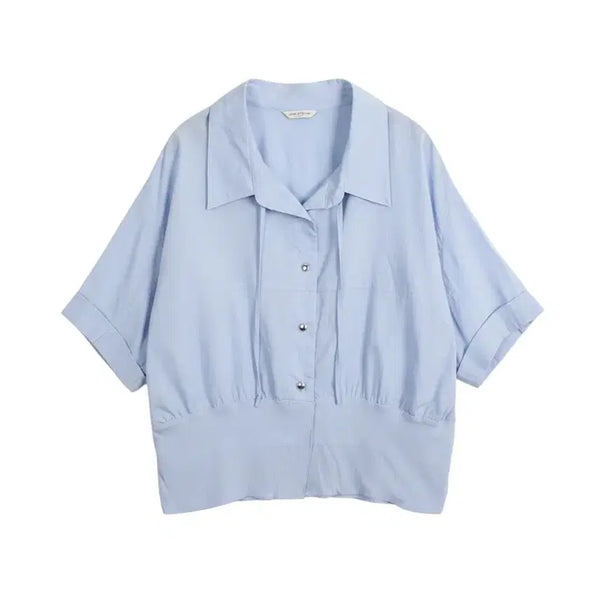 [BUNJANG] Women's Oversized String Shirt - Sky Blue / 여성F/ 스트링 오버핏 소라 셔츠 20-92