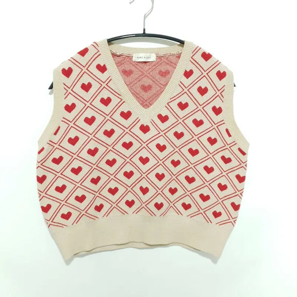 [BUNJANG] Bru & Judy Heart Knit Crop Vest / 부루앤쥬디 하트 니트 크롭 조끼 F_M2607