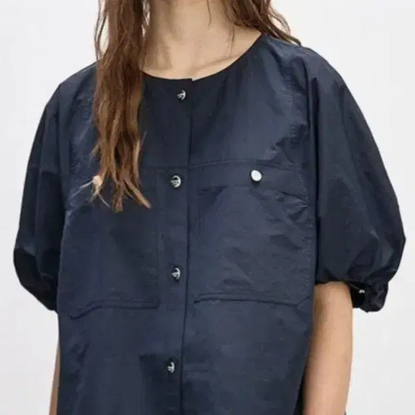 [BUNJANG] System Banding Cuffs Blouse Dark Navy / [새상품] 시스템 밴딩 커프스 블라우스