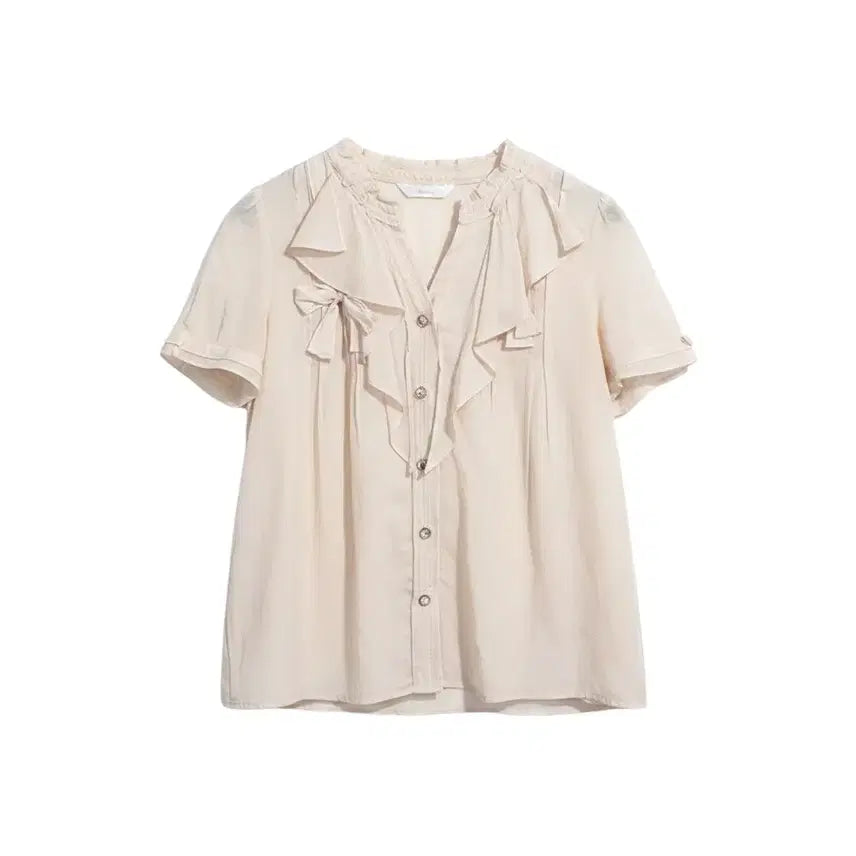 [BUNJANG] Roem Frill Short Sleeve Blouse IV / 여성66/ 로엠 프릴 반팔 블라우스IV 20-94