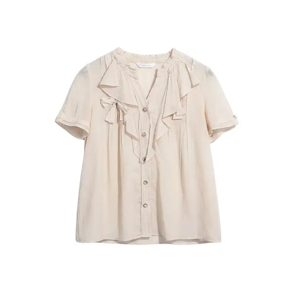 [BUNJANG] Roem Frill Short Sleeve Blouse IV / 여성66/ 로엠 프릴 반팔 블라우스IV 20-94