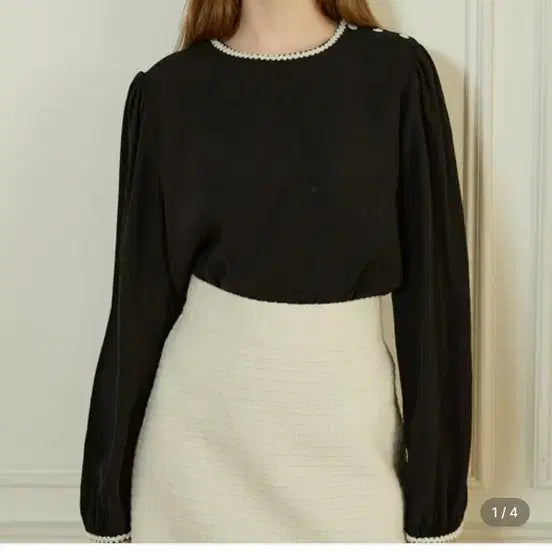 [BUNJANG] Joorti Lace Neck Blouse Black / Joorti 주르티 j1043 레이스 넥 블라우스 블랙