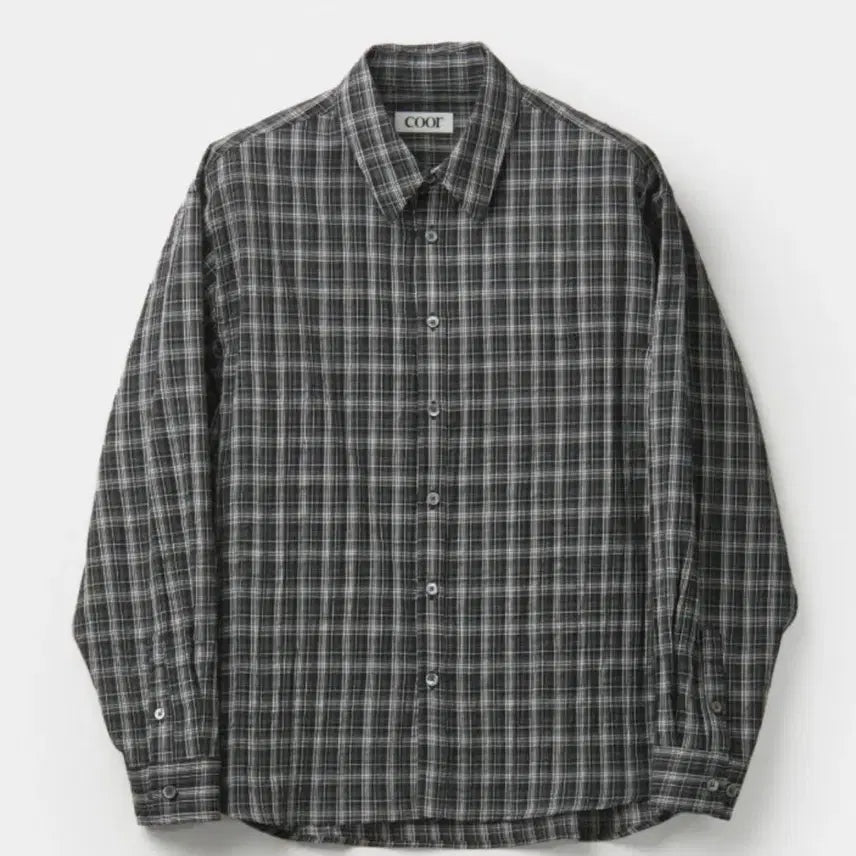 [BUNJANG] COOR Creased Flared Check Shirt (Black Check) L / [상태좋음] 쿠어 크리즈 플레어드 체크 셔츠 (블랙체크) L사이즈