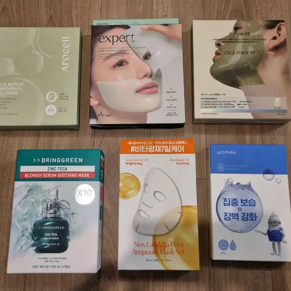 [BUNJANG] Assorted Face Mask Set (Arocell, Tone28, Bring Green, Estra & More) / 마스크팩 세트 (아로셀,톤28,브링그린,에스트라 외 6종)