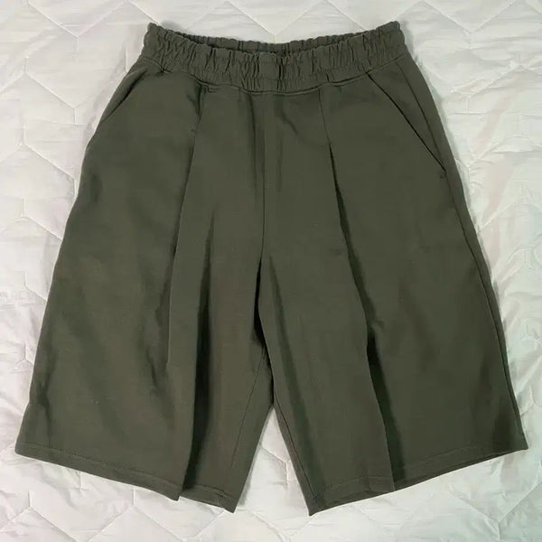 [BUNJANG] ZERO DEEP One-Tuck Sweat Shorts Khaki L / 제로 딥 원턱 스웻 반바지 카키 L