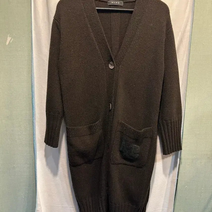 [BUNJANG] Mine V-Neck Knit Long Cardigan / Mine 한섬 마인 브이넥 니트 롱 가디건