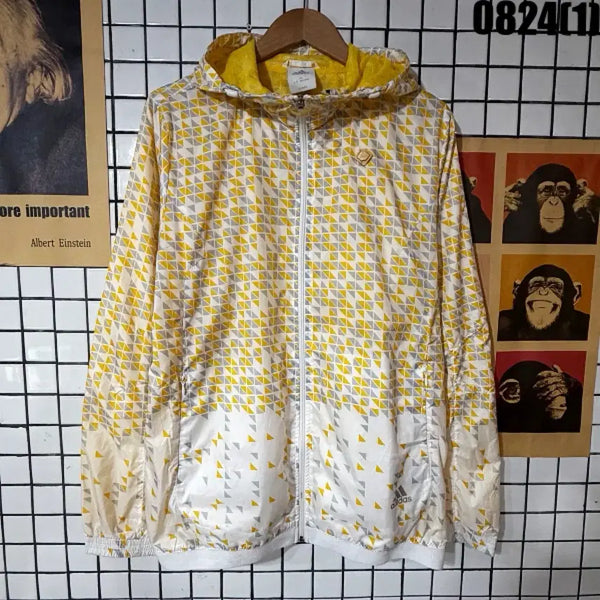 [BUNJANG] Adidas Hooded Windbreaker Yellow Pattern Size 105 / 아디다스 후드 바람막이 옐로우 패턴 105 0824